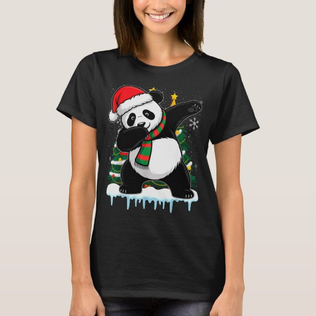 Camiseta Dabbing Panda Santa Christmas Kids Boys Men Xmas B (Frente)