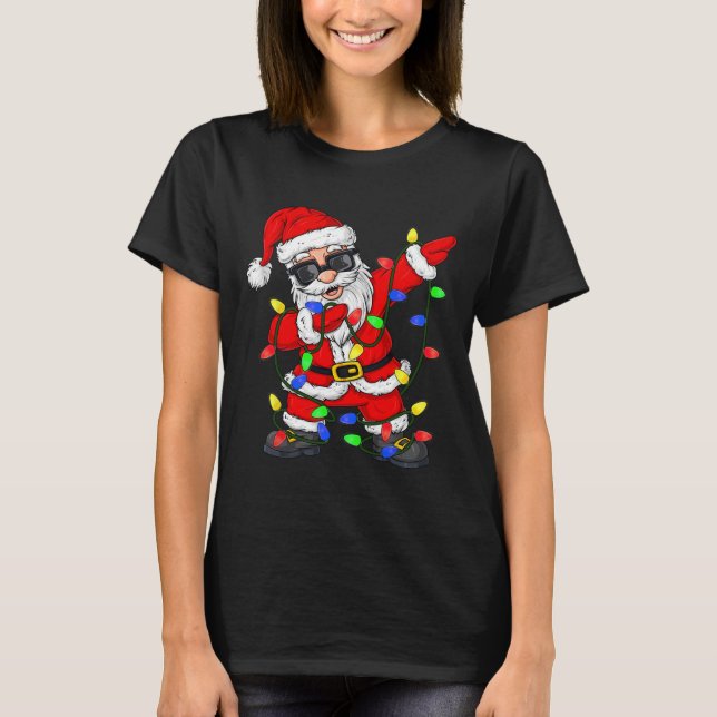 Camiseta Dabbing Papai Noel, Árvore de Natal, Criança (Frente)