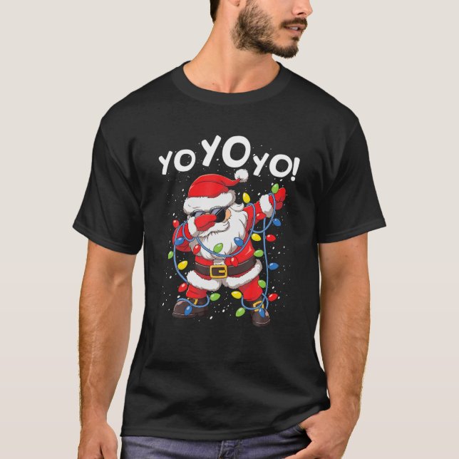 Camiseta Dabbing Papai Noel Yo Yo Yo Engraçado Árvore de Na (Frente)