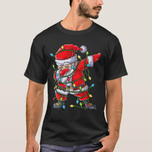 Camiseta Dabbing Papais noeis Árvore de Natal Luzes de Nata