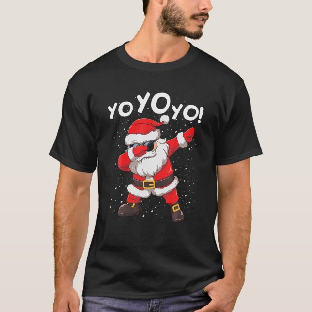 Camiseta Dabbing Papais noeis Yo Yo Yo Christmas (Frente)