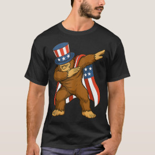 Camiseta Dabbing Pé Grande 4 De Julho Sasquatch Americano 