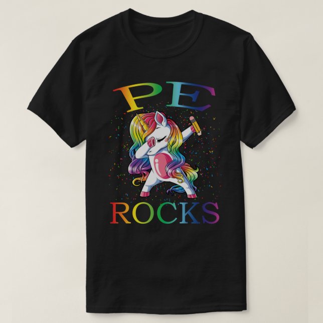 Camiseta Dabbing PE Professora Unicorn Tshirt 1rua Dia Da E (Frente do Design)