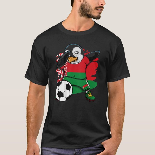 Camiseta Dabbing Penguin Belarus Soccer Fans Jersey (Frente)