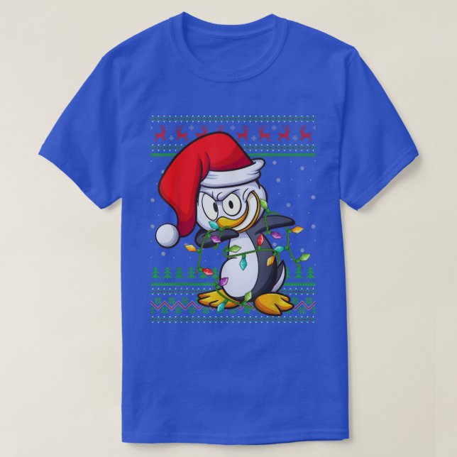Camiseta Dabbing Penguin Bird Xmas acende feio Pinguim Chri (Frente do Design)
