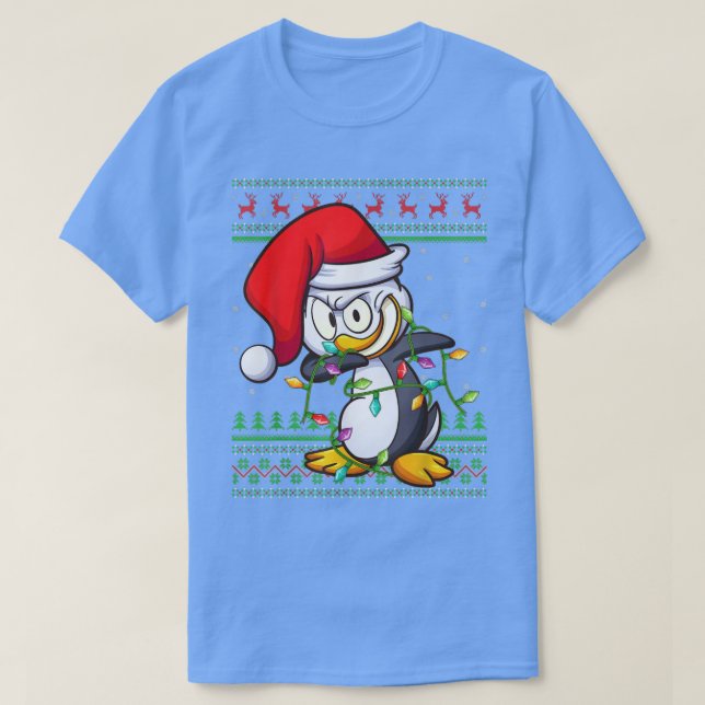 Camiseta Dabbing Penguin Bird Xmas acende feio Pinguim Chri (Frente do Design)