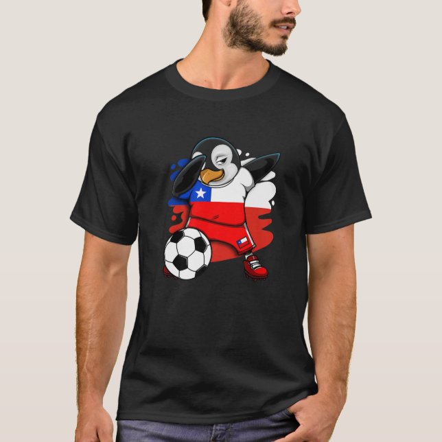 Camiseta Dabbing Penguin Chile Soccer Fans Jersey Flag Foot (Frente)