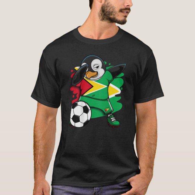 Camiseta Dabbing Penguin Guyana Soccer Fans Jersey Flag Foo (Frente)