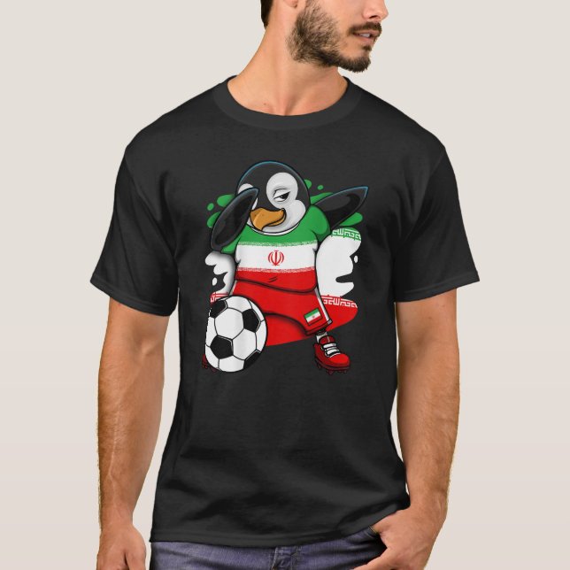 Camiseta Dabbing Penguin Iran Soccer Fans Jersey L (Frente)