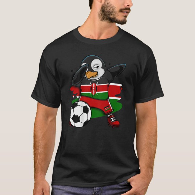 Camiseta Dabbing Penguin Kenya Soccer Fans Jersey Flag Foot (Frente)