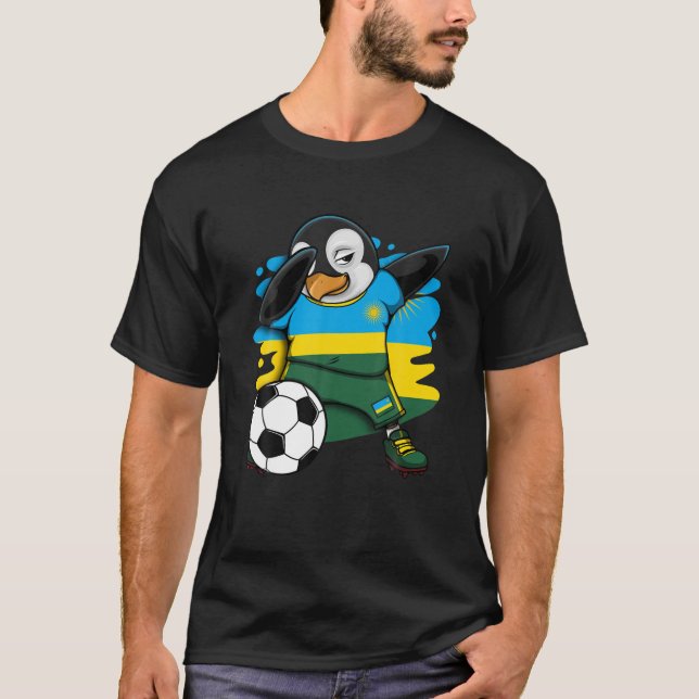 Camiseta Dabbing Penguin Rwanda Soccer Fans Jersey (Frente)