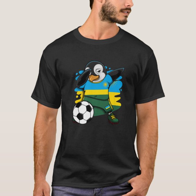 Camiseta Dabbing Penguin Rwanda Soccer Fans Jersey (Frente)