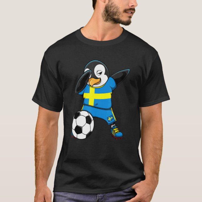 Camiseta Dabbing Penguin Suecia Futebol Fans Jersey (Frente)