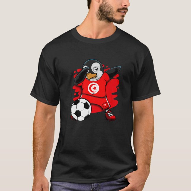 Camiseta Dabbing Penguin Tunísia Soccer Fans Jersey (Frente)