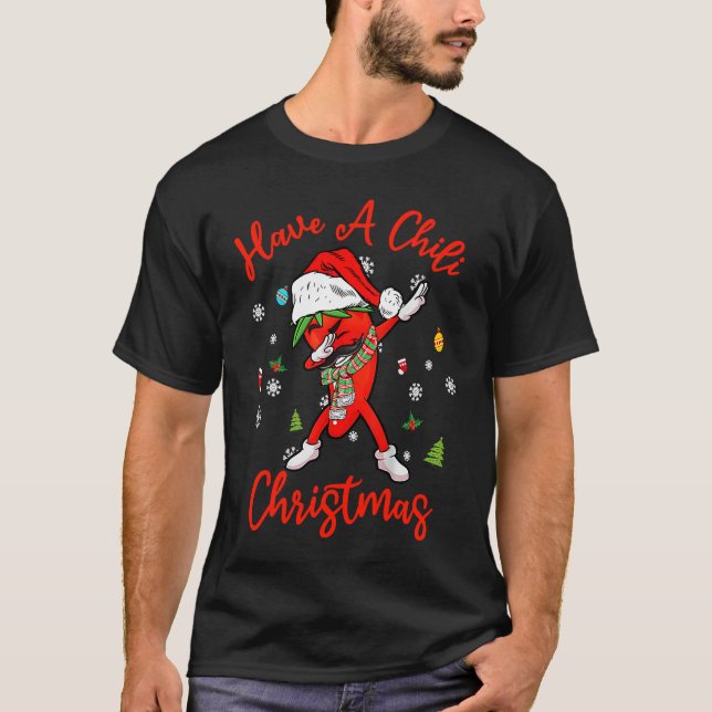 Camiseta Dabbing Pepper Have A Chili Christmas Ugly Xmas (Frente)