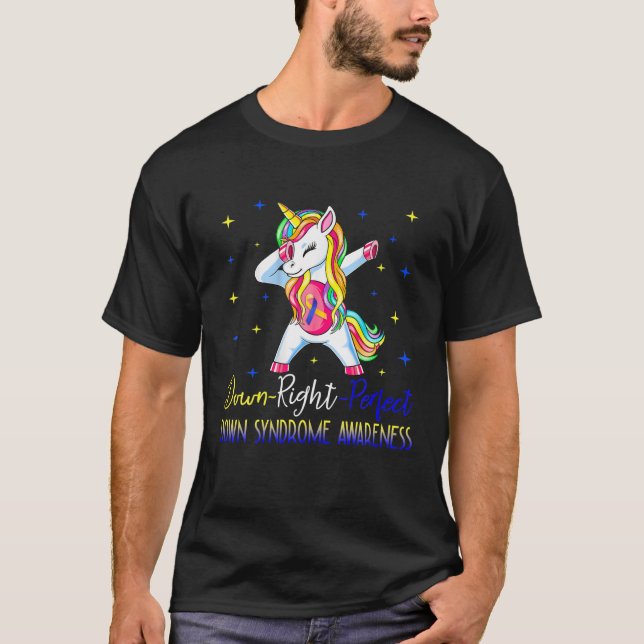 Camiseta Dabbing Perfeito Unicorn para Baixo à Direita (Frente)