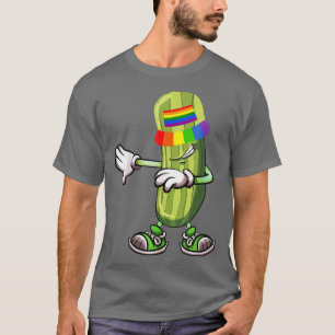 Camiseta Dabbing Pickles Pepino Engraçado Pepino Arco-Íris 