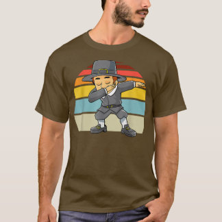 Camiseta Dabbing Pilgrim Ação de Graças Retro Boys Toddl