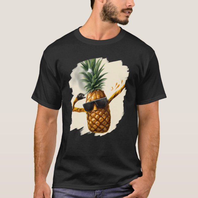 Camiseta Dabbing Pineapple Aloha Sunglasses Beach Dance Haw (Frente)