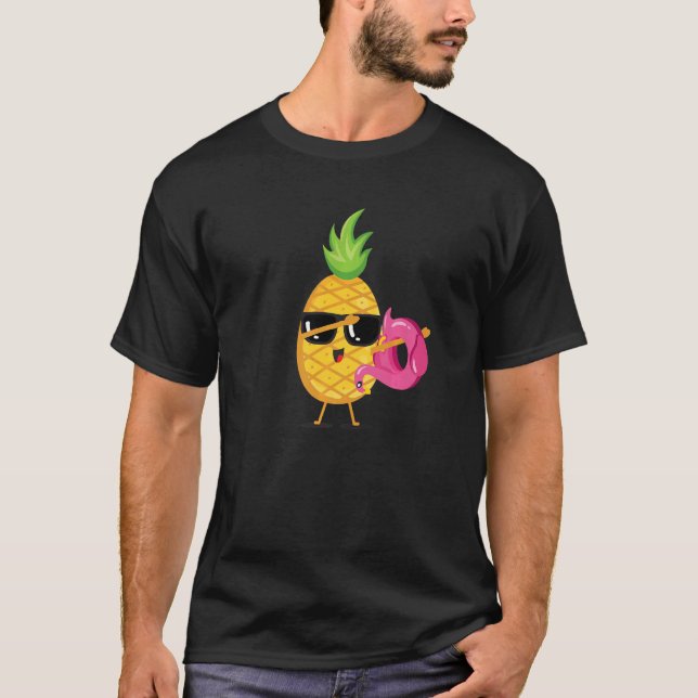 Camiseta Dabbing Pineapple Flamingo Float Aloha Beaches Haw (Frente)