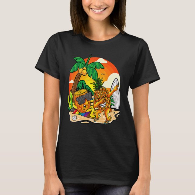 Camiseta Dabbing Pineapple Sunglass Aloha Beaches Hawaii (Frente)