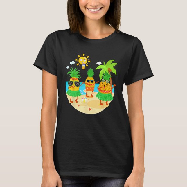 Camiseta Dabbing Pineapple Sunglass Hawaii Beach Palm Tre (Frente)