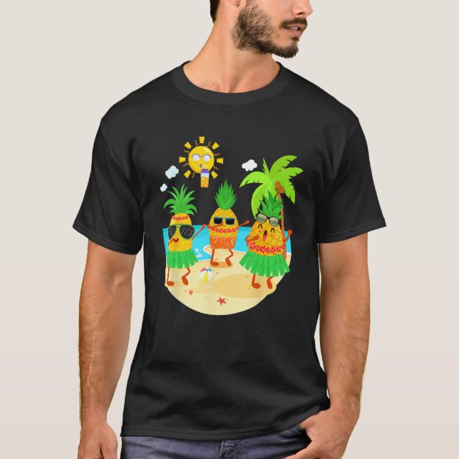 Camiseta Dabbing Pineapple Sunglasses Hawaii Beach Palm Tre (Frente)