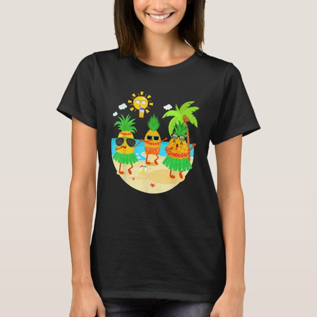 Camiseta Dabbing Pineapple Sunglasses Hawaii Beach Palm Tre (Frente)