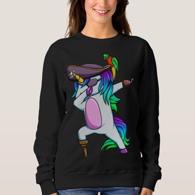 Camiseta Dabbing Pirate Magical Rainbow Unicorn  Halloween (Frente)