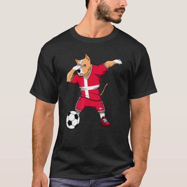 Camiseta Dabbing Pitbull Dinamarca Adeptos de Futebol Jerse (Frente)