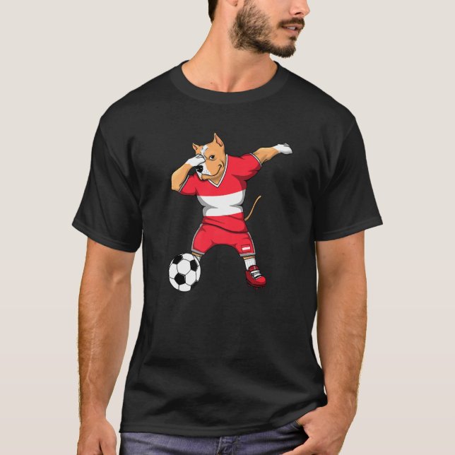 Camiseta Dabbing Pitbull Dog Austria Soccer Fans Jersey Foo (Frente)