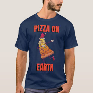 Camiseta Dabbing Pizza Christmas Lights Santa Hat Xmas Paja