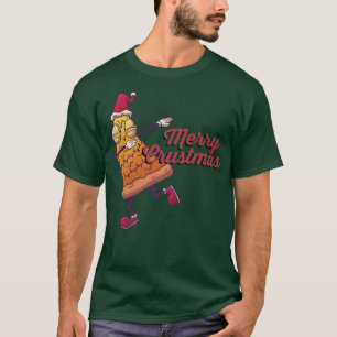 Camiseta Dabbing Pizza Christmas Lights Santa Hat Xmas Paja