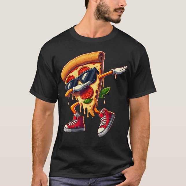 Camiseta Dabbing Pizza Slice Dance Pizza Lover Boy Dancing  (Frente)