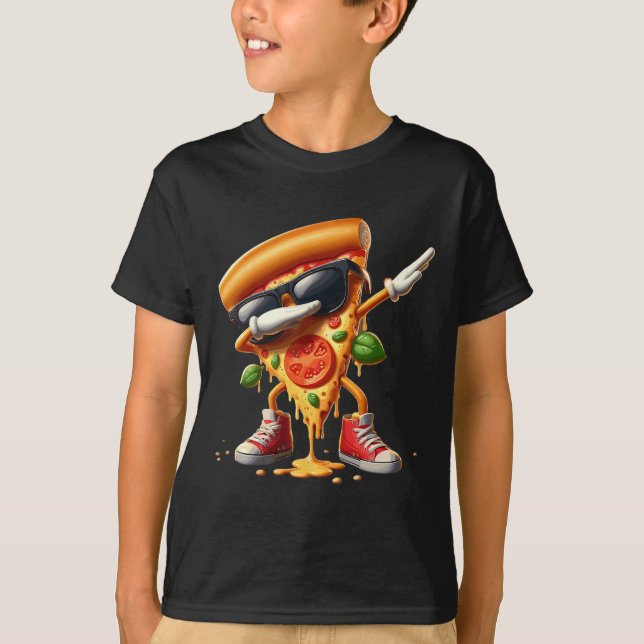 Camiseta Dabbing Pizza Slice Dancing Pizza Lover Boy Engraç (Frente)