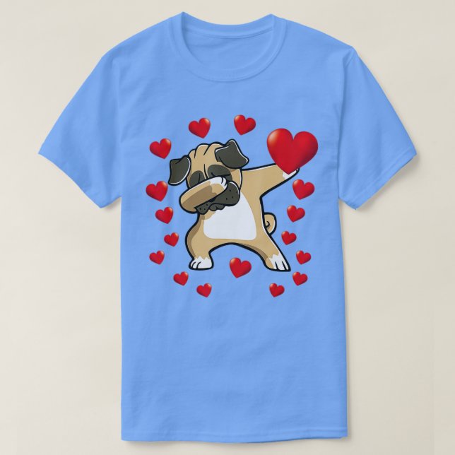 Camiseta Dabbing Pug Heart Dias de os namorados Garotos Ado (Frente do Design)
