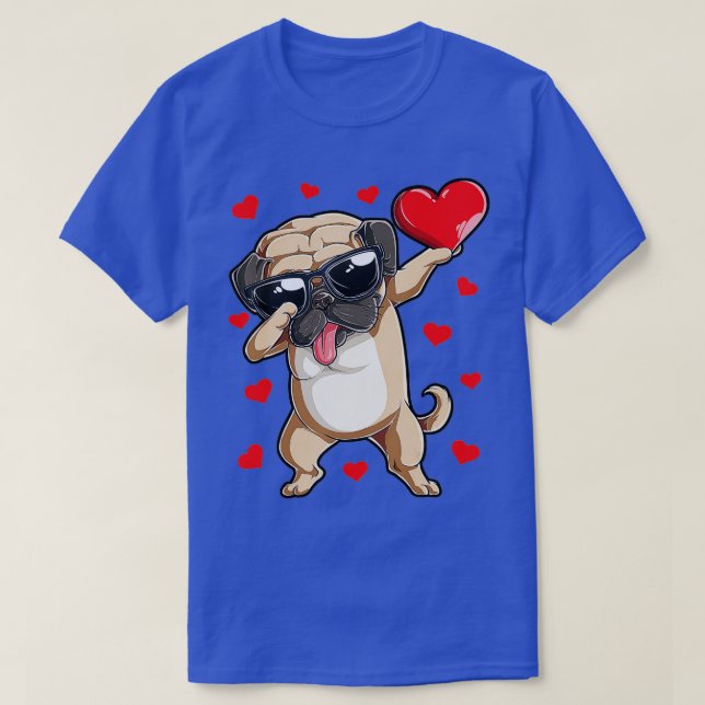 Camiseta Dabbing Pug Heart Dias de os namorados Garotos Ado (Frente do Design)