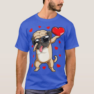 Camiseta Dabbing Pug Heart Dias de os namorados Garotos Ado