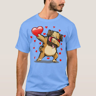 Camiseta Dabbing Pug Sunglass Heart Dia de os namorados D