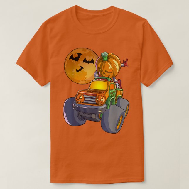 Camiseta Dabbing Pumpkin Face Jack O Lantern Monster Truck (Frente do Design)