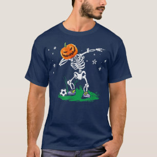 Camiseta Dabbing Pumpkin Skeleton Halloween Soccer Player T