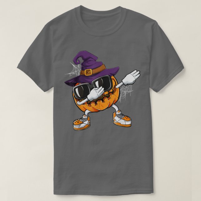 Camiseta Dabbing Pumpkin Witch Dia de as Bruxas engraçado F (Frente do Design)