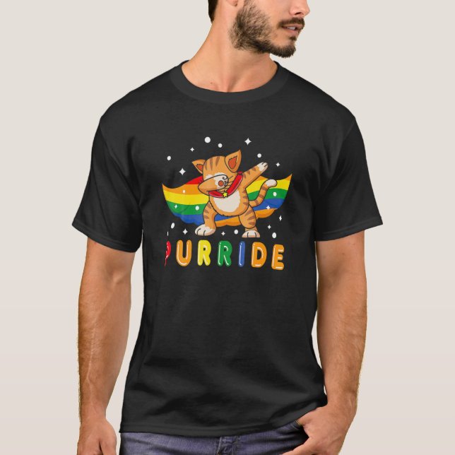 Camiseta Dabbing Purride Cat Orgulho gay Lgb Sinalizador Ra (Frente)