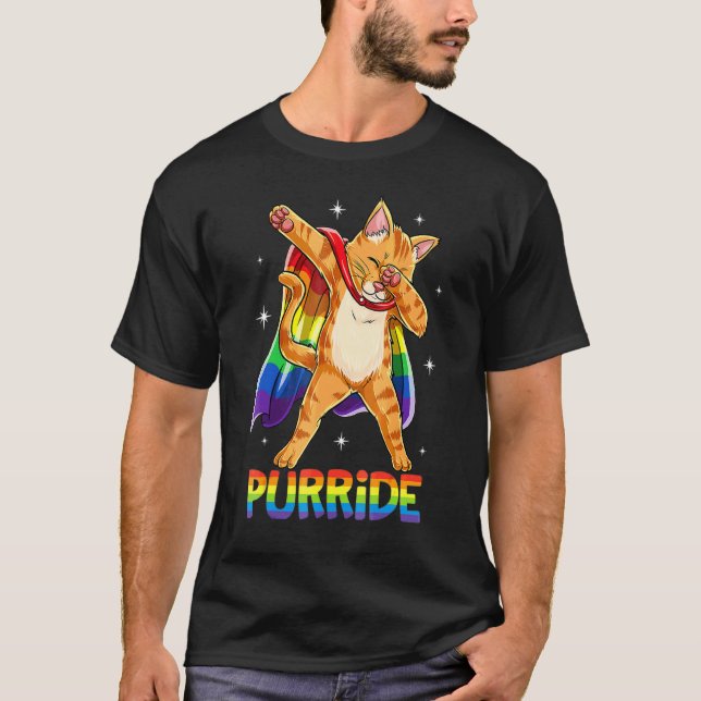 Camiseta Dabbing Purride Cat Orgulho gay Lgbt Sinalizador D (Frente)