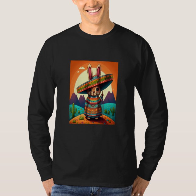 Camiseta Dabbing Rabbit In Mexican Costume Year of The Rabb (Frente)