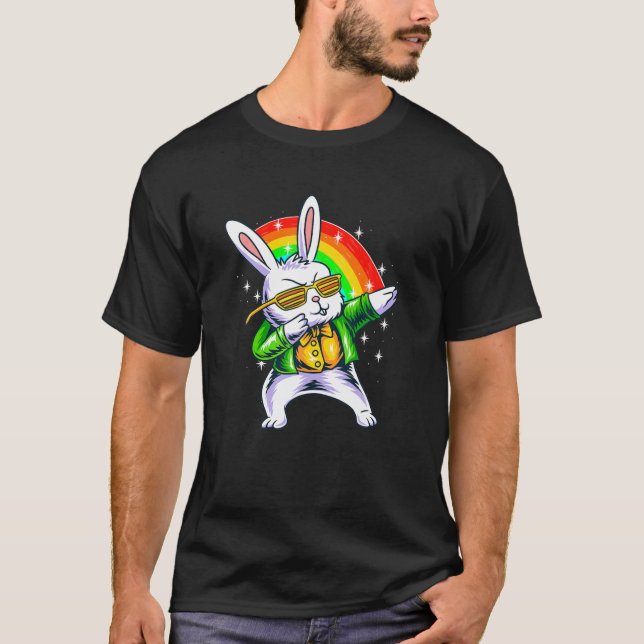 Camiseta Dabbing Rabbit Rainbow Easter Day Eggs Dab Boys Gi (Frente)