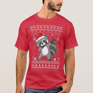 Camiseta Dabbing Raccoon de Natal Light Santa Chapon