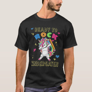 Camiseta Dabbing Ready To Rock Kindergaten Unicorn Back To