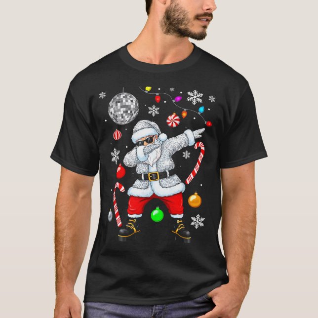 Camiseta Dabbing Santa Christmas Disco Retro 70s 80s Vibes  (Frente)