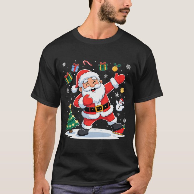 Camiseta Dabbing Santa Claus Christmas Holiday Boys Kids Da (Frente)